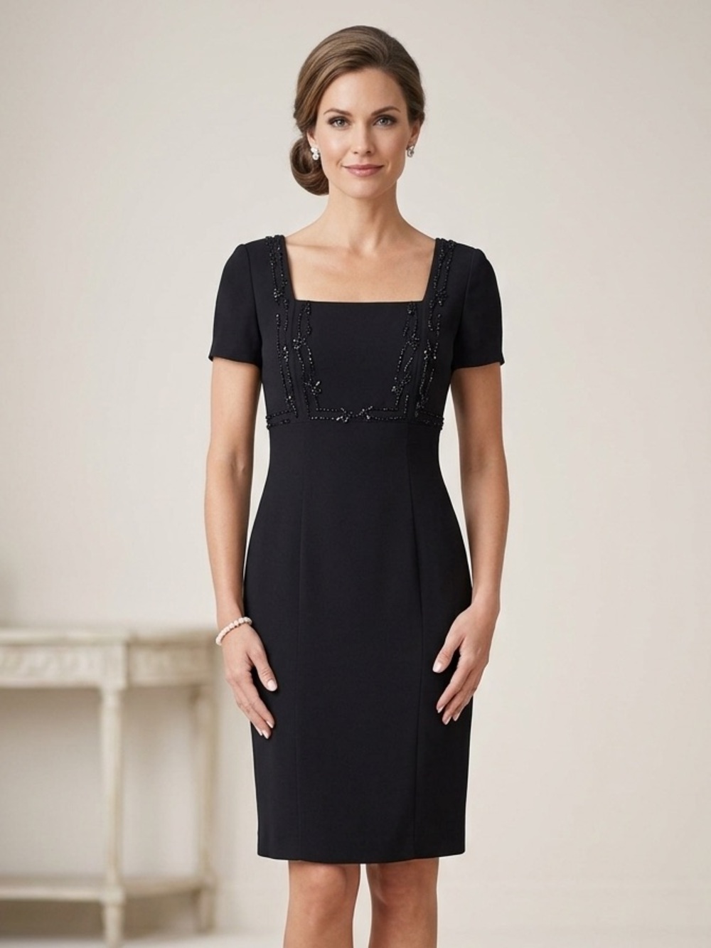 Donna Morgan Party Prom Evening Cocktail Beaded Dress 4 Embellished Sheath Dress